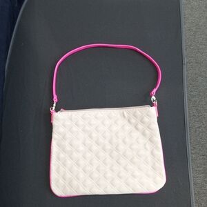 Quilted White and Pink Handbag